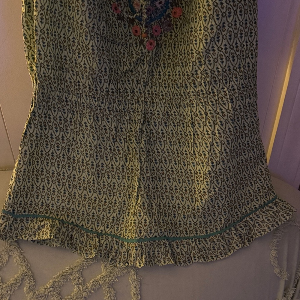 Funky People Green Patterned Ruffle Tank Tunic - Picture 4 of 7